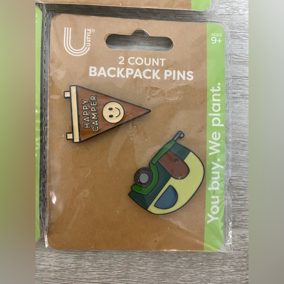 Lot Of 8 Packs Camping 2 Pins Enamel Smiley Face Camper Pennant Happy Camper - Picture 2 of 4